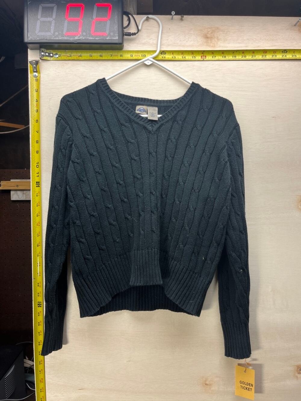 Shaver Lake Casuals Womens Black Cable Knit Cardigan Sweater Size S